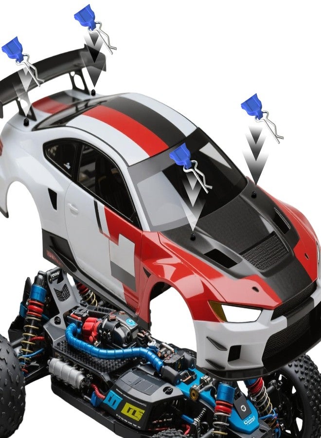 مشابك تثبيت هيكل سيارة التحكم عن بعد مع ألسنة سحب لسيارات TRAXXAS Axial Redcat HPI Himoto HSP Exceed RC Truck Car Crawler Truck Buggy On Road Touring Racing Shell Replacement، عبوة من 20 قطعة (أزرق) - Image 3